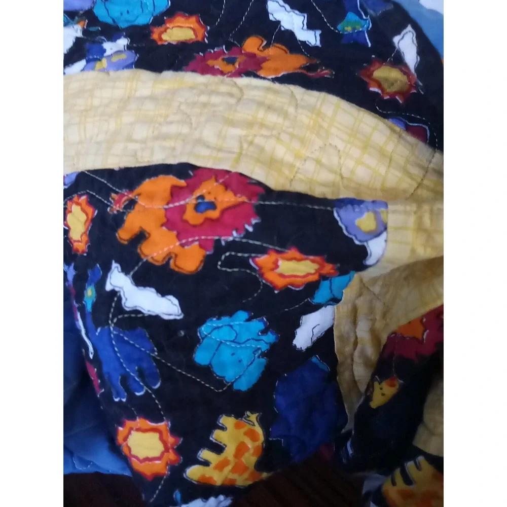 Handmade Patchwork Quilt Childs Size Zoo‎ Animals Giraffe Lion Crib Bed 50X39